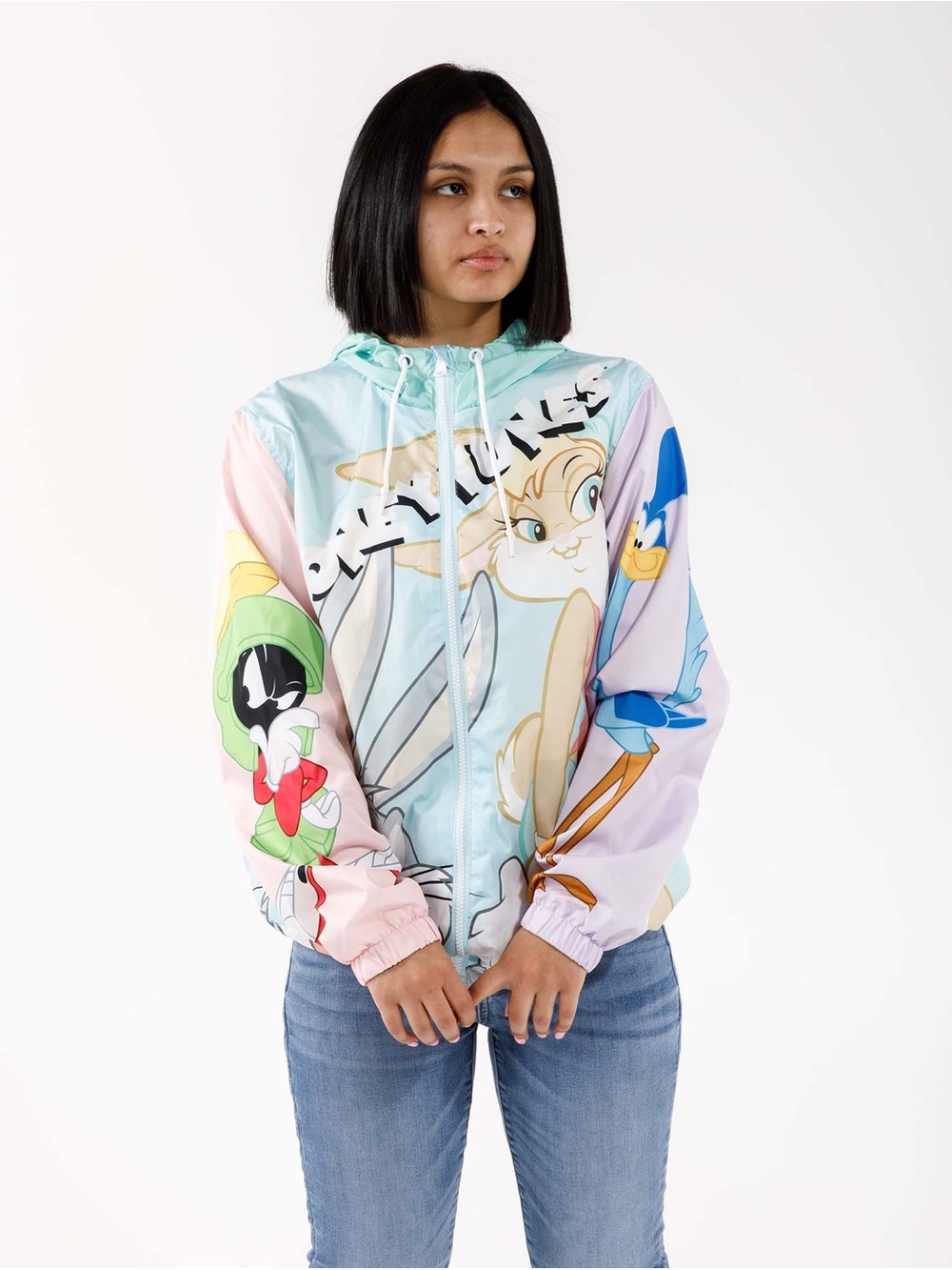Members Only x Looney Tunes Pastel Colorblock Hooded Windbreaker Jacket